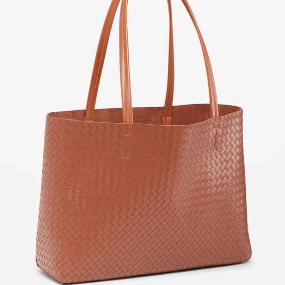 NWT OLD NAVY Faux Leather Tote Bag Color: Cognac Brown - Picture 1 of 3